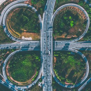 bird's eye view of freeway